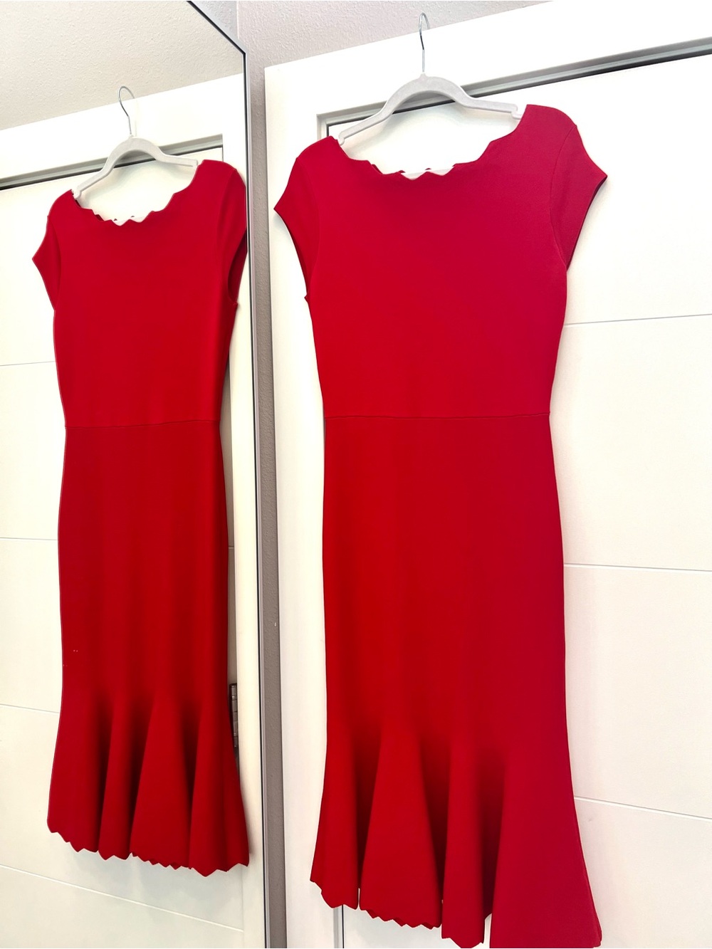 Rachel Parcel Elegant Red Scalloped Dress size medium like new! - Picture 1 of 10